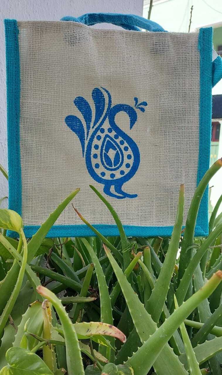 Eco Friendly Jute Bag - Customized Size With Natural & Printed Designs | Jute & Polyester Material, Shoulder Length Handle For Shopping