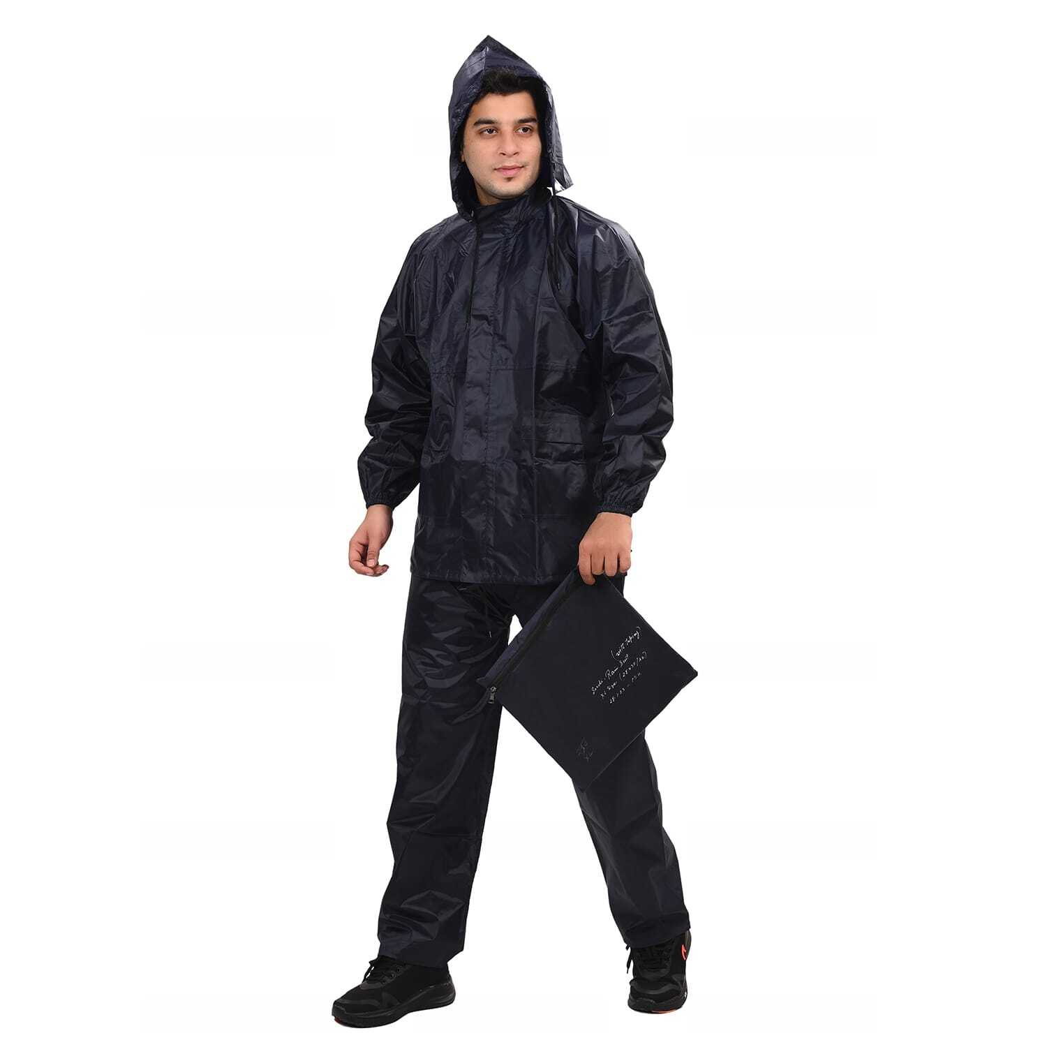 King Rain Suit - Semi Rubber, Sizes L, Xl, Xxl, Color: Blue, Black | Comfortable, Customizable, Durable, Lightweight, Waterproof, Windproof