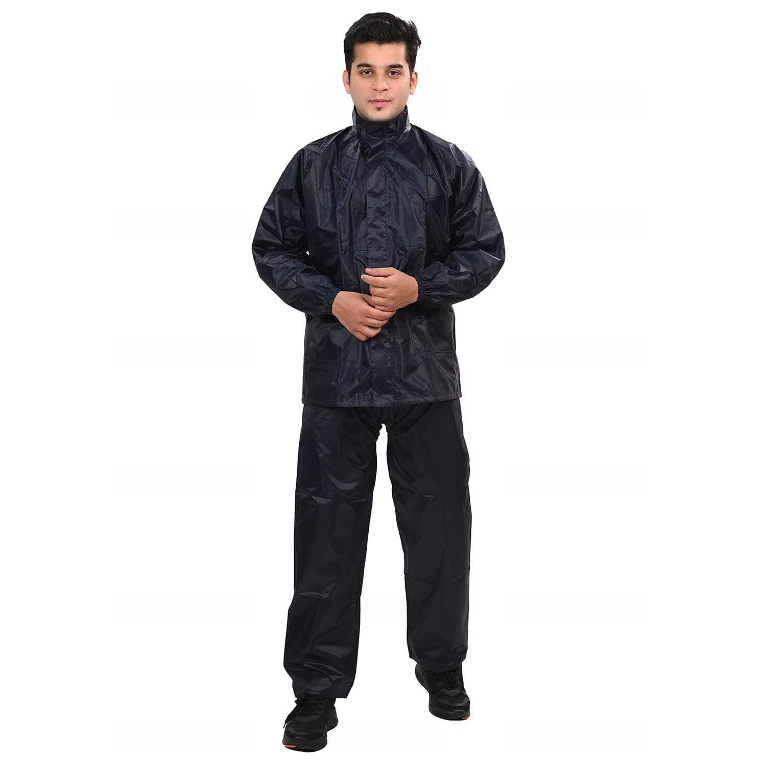 King Rain Suit - Semi Rubber, Sizes L, Xl, Xxl, Color: Blue, Black | Comfortable, Customizable, Durable, Lightweight, Waterproof, Windproof