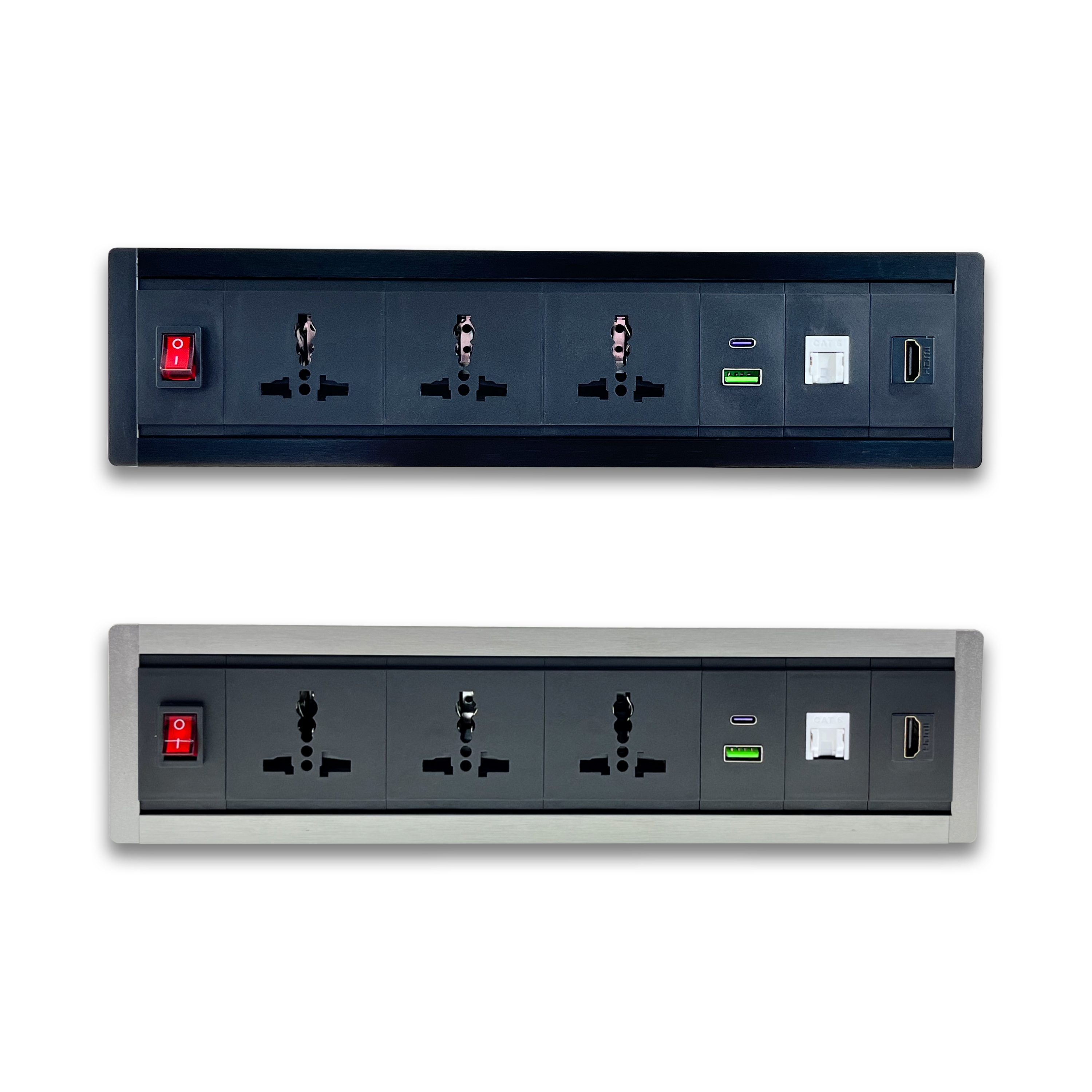 Surface Mount Pdu 6 To13 Amp Universal Socket With Hdmi And Rj45 Port Usb Type C 30w Pd Charging Port