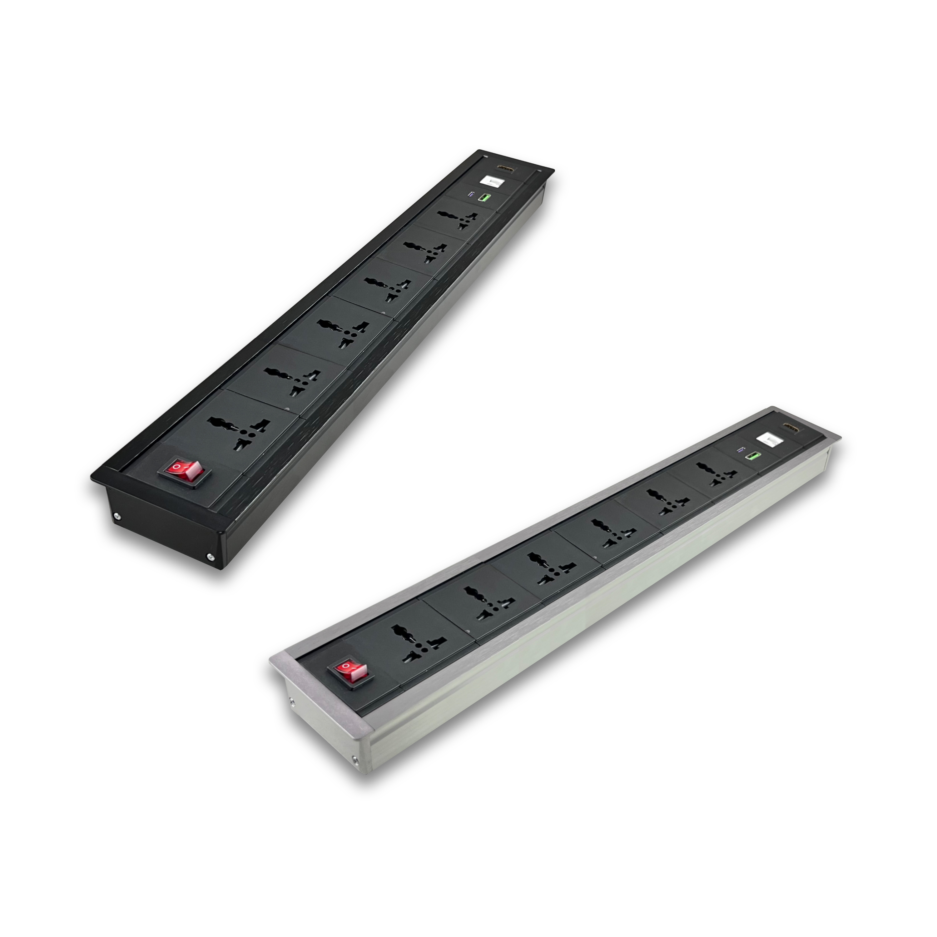 Surface Mount Pdu 6 To13 Amp Universal Socket With Hdmi And Rj45 Port Usb Type C 30w Pd Charging Port