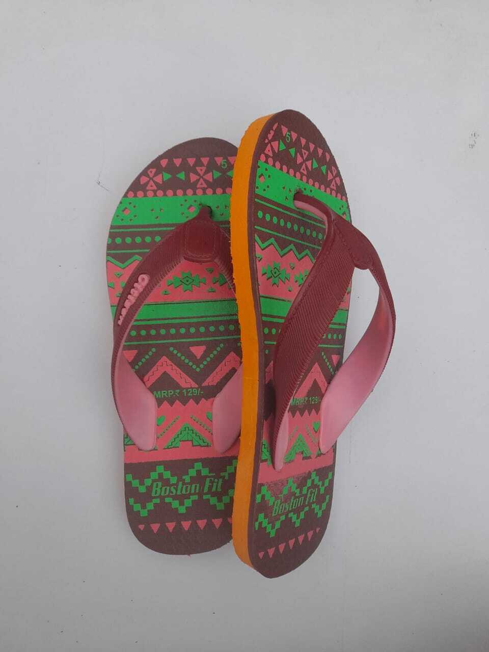 Ladies Boston Fit Zigzag Slipper - High-quality Rubber, Customized Size, Available In Various Colors - Cushioned Sole For Ultimate Comfort