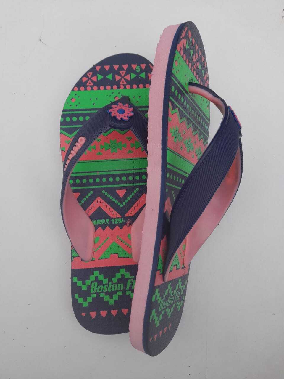 Ladies Boston Fit Zigzag Slipper - High-quality Rubber, Customized Size, Available In Various Colors - Cushioned Sole For Ultimate Comfort