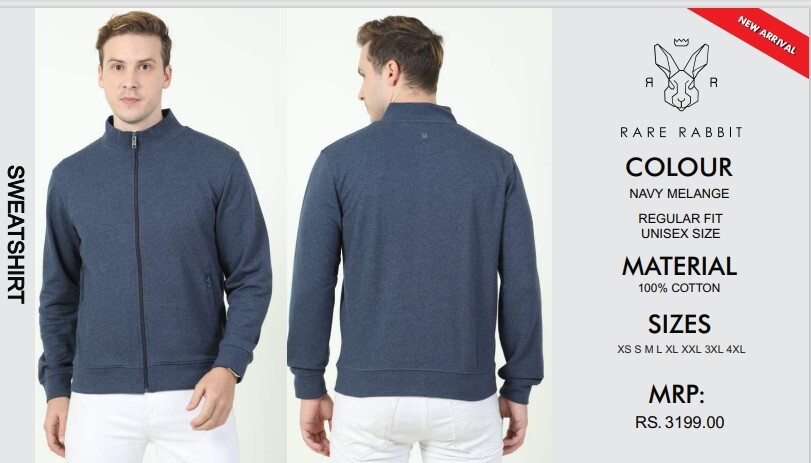 Rare Rabbit Sweat Shirt In Nevy Melange