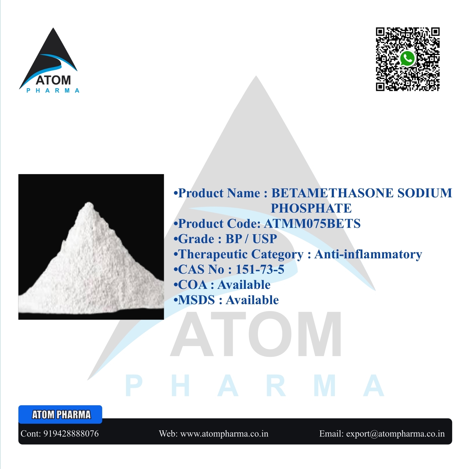 Betamethasone Sodium Phosphate Api Cas No: 151-73-5