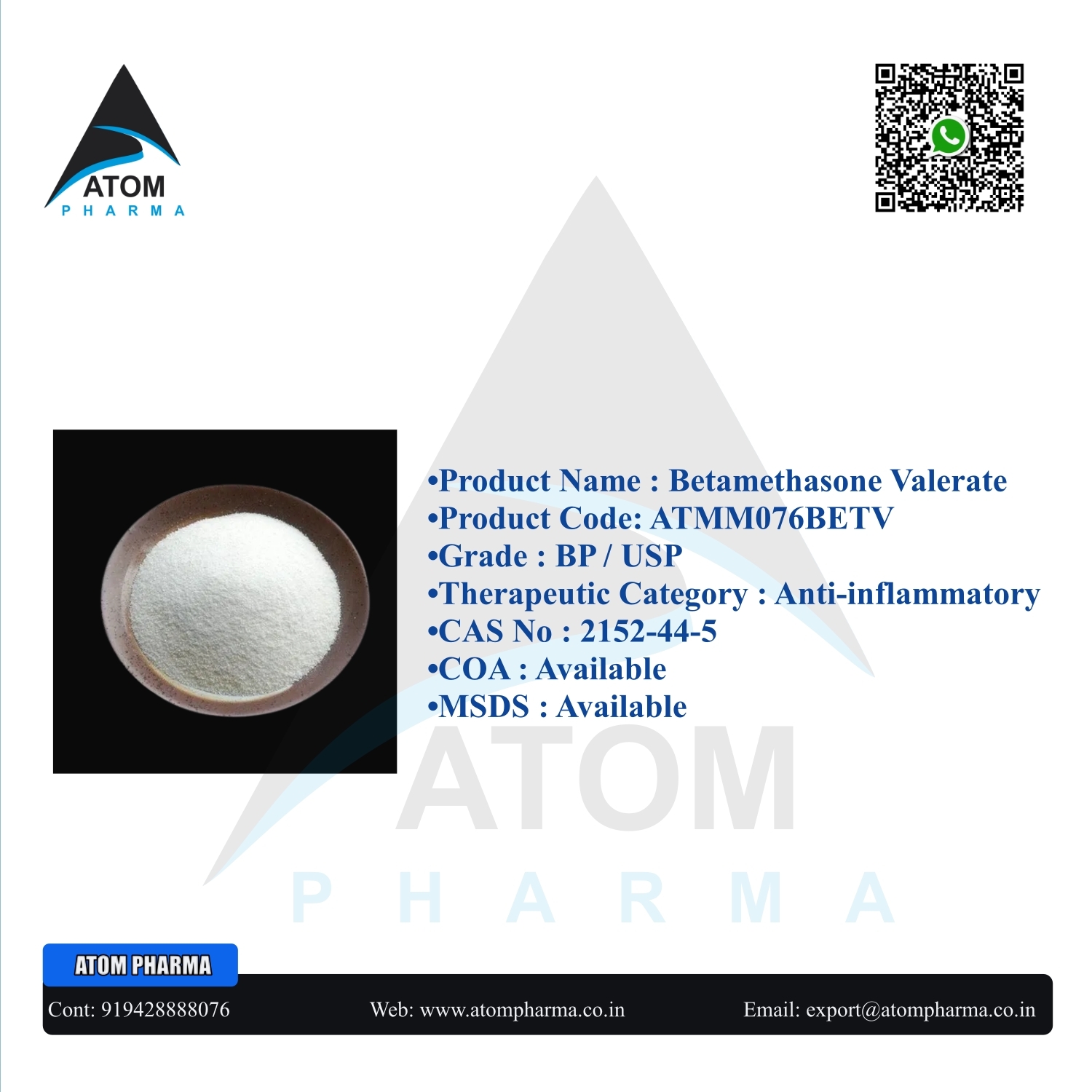 Betamethasone Valerate Api By Atom Pharma