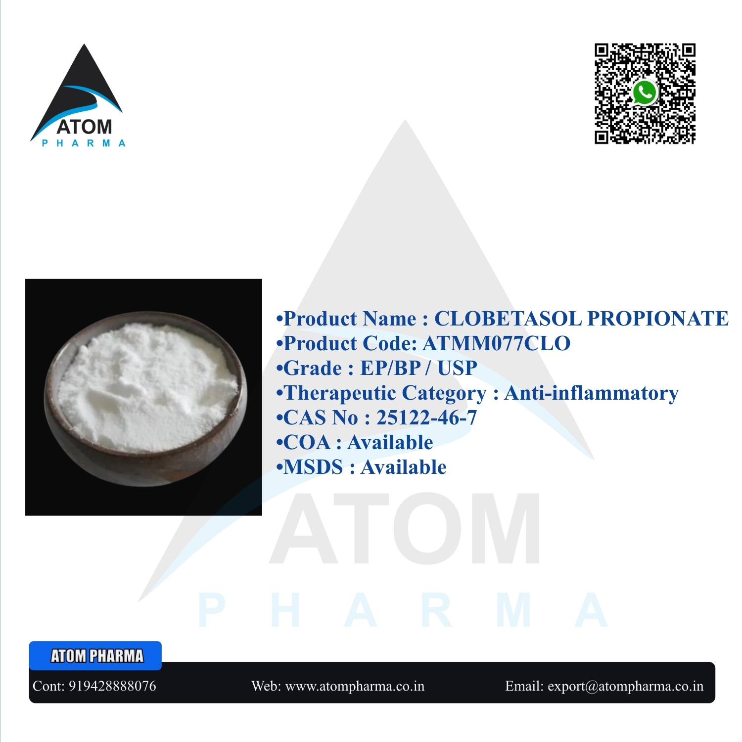 Clobetasol Propionate Api Cas No: 25122-46-7