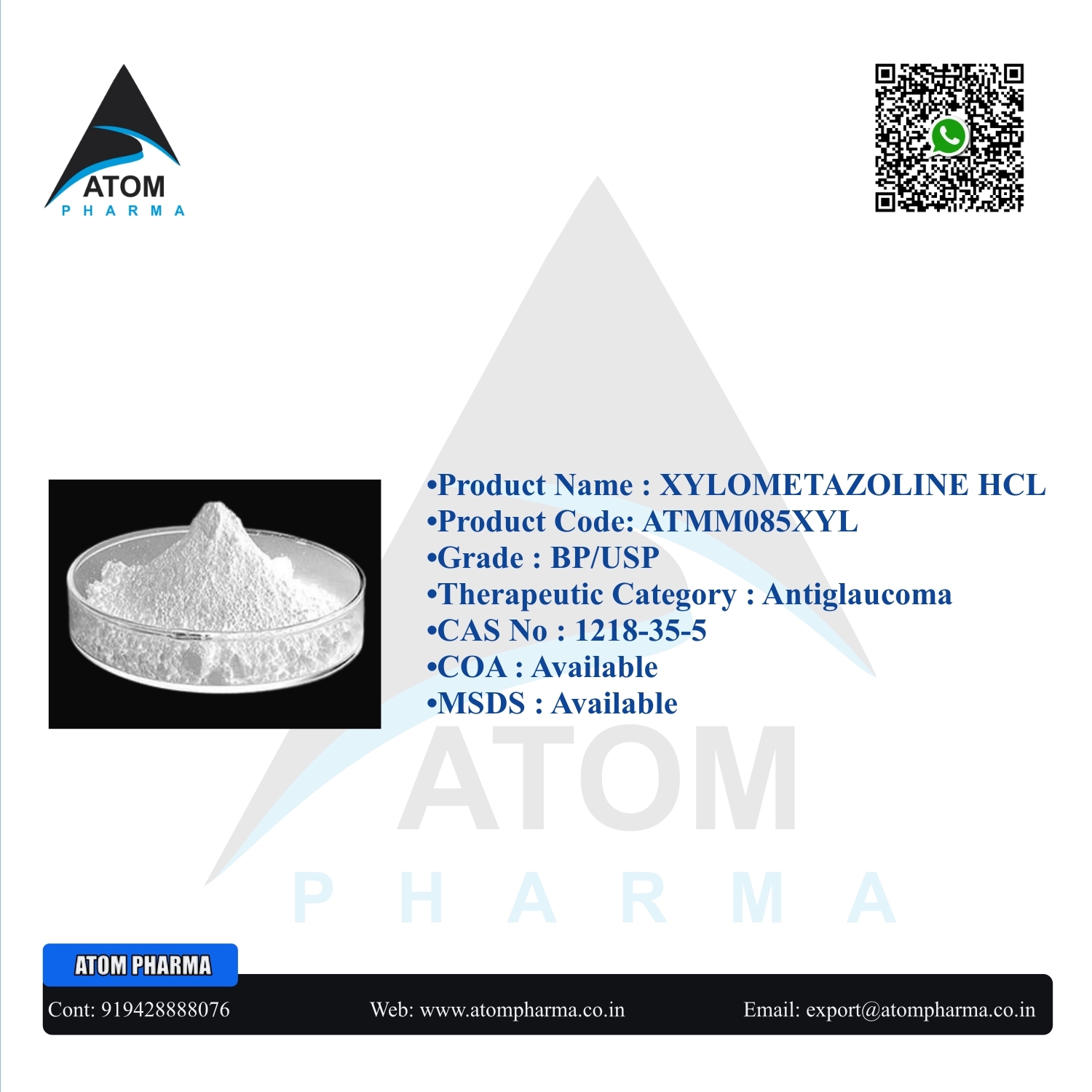 Xylometazoline Hcl Api Cas No: 1218-35-5