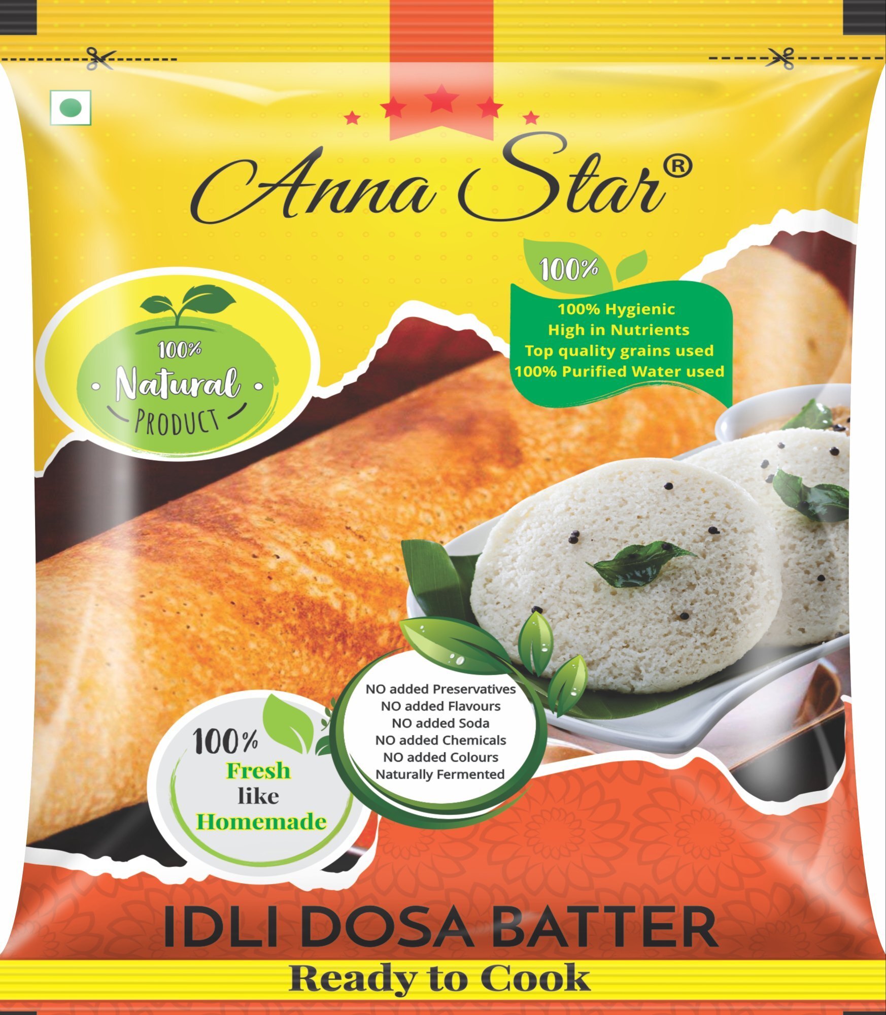 Idli Dosa Batter Pouches - Laminated Material, Custom Sizes Available | Airtight Seal For Peak Freshness, Soft And Food-safe Quality