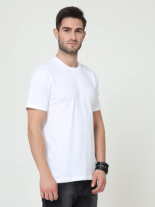 White Round Neck Cotton T Shirt