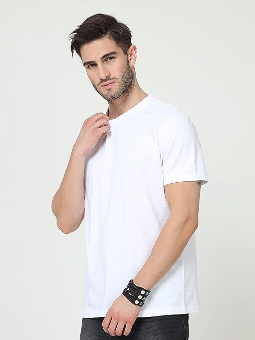 White Round Neck Cotton T Shirt