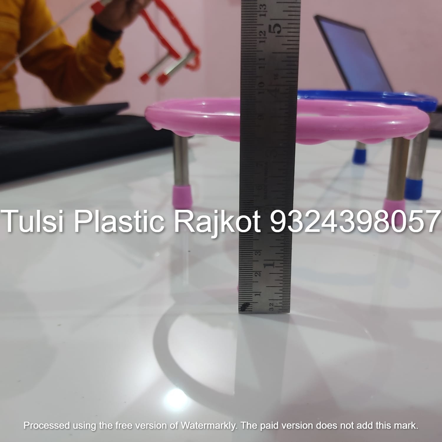 Plastic Matka Stand - Stainless Steel & Pvc, Size 17x17x8.5 Cm, Multicolor (Red, Blue, Pink), Holds 20kg Water | Rigid, Pack Of 12, 2-year Warranty