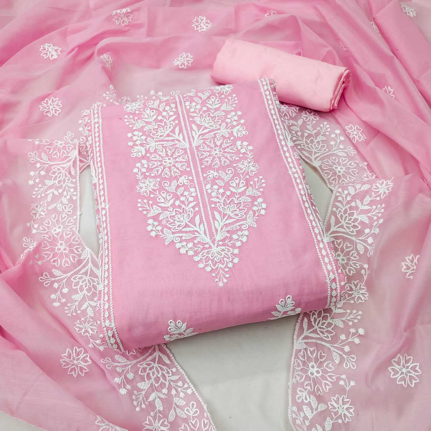 white christmas dresses Chanderi Silk Crochet work Dress Material – Ethenika.com main image 0