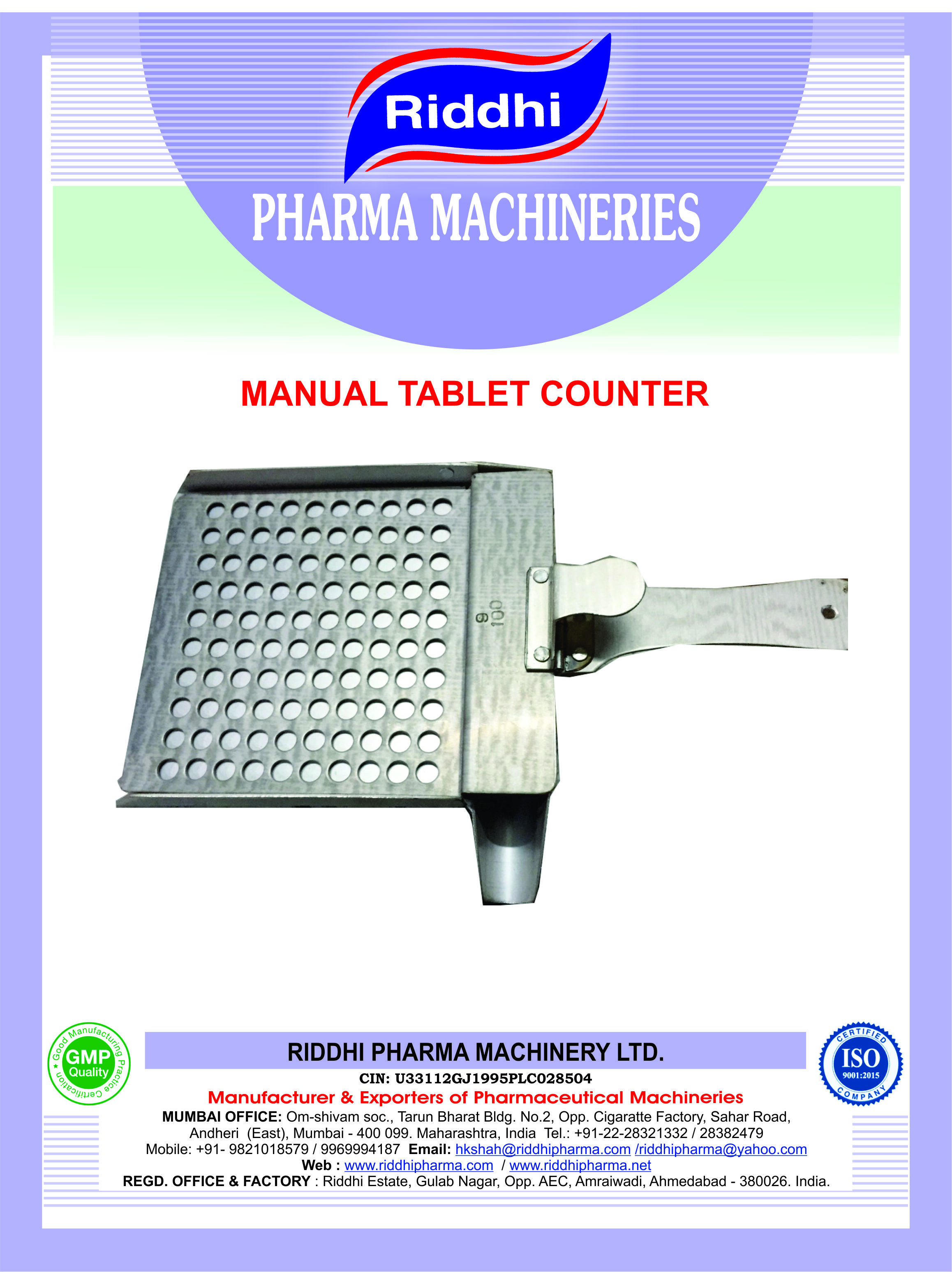 Manual Tablet Counter - Color: Silver