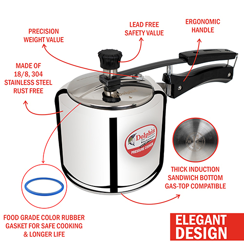 3 Ltr Ss Plain Inner Lid Pressure Cooker Size: Customized