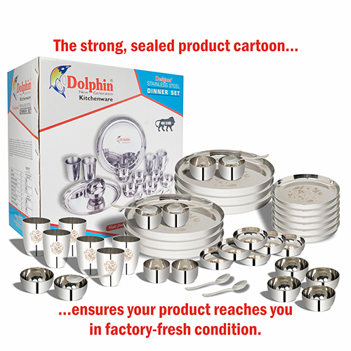 Designer Dinner Set - Stainless Steel, Customized Size | 42-piece Polished Finish For Commercial Use
