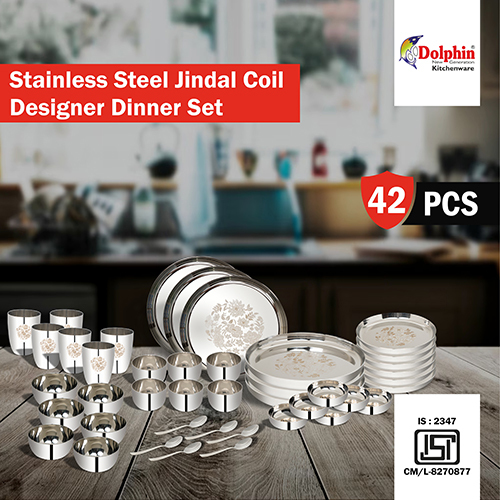 Designer Dinner Set - Stainless Steel, Customized Size | 42-piece Polished Finish For Commercial Use