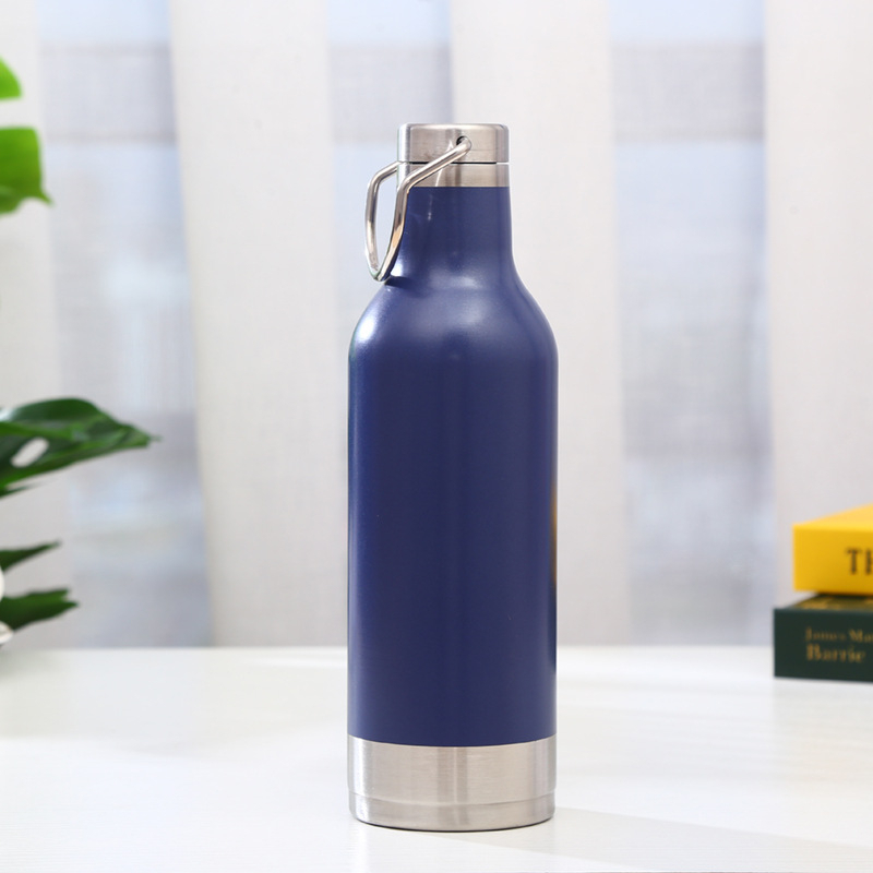 Camper Flask - Stainless Steel 304, 500ml | Double Walled Vacuum Insulated, Leak-proof, Glittery Finish, Carrying Loop, Lightweight, Available In White, Black & Blue