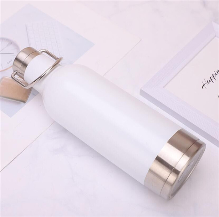 Camper Flask - Stainless Steel 304, 500ml | Double Walled Vacuum Insulated, Leak-proof, Glittery Finish, Carrying Loop, Lightweight, Available In White, Black & Blue