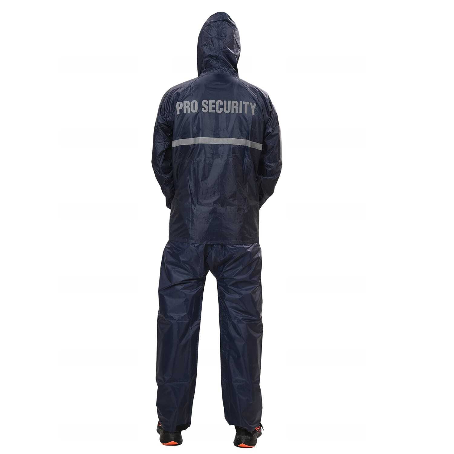 Security Rain Suit - Semi Rubber Material, Sizes L, Xl, Xxl, Colors Blue, Black | Breathable, Comfortable, Customizable, Waterproof, Reflective, Zipper Closure, Attached Hood
