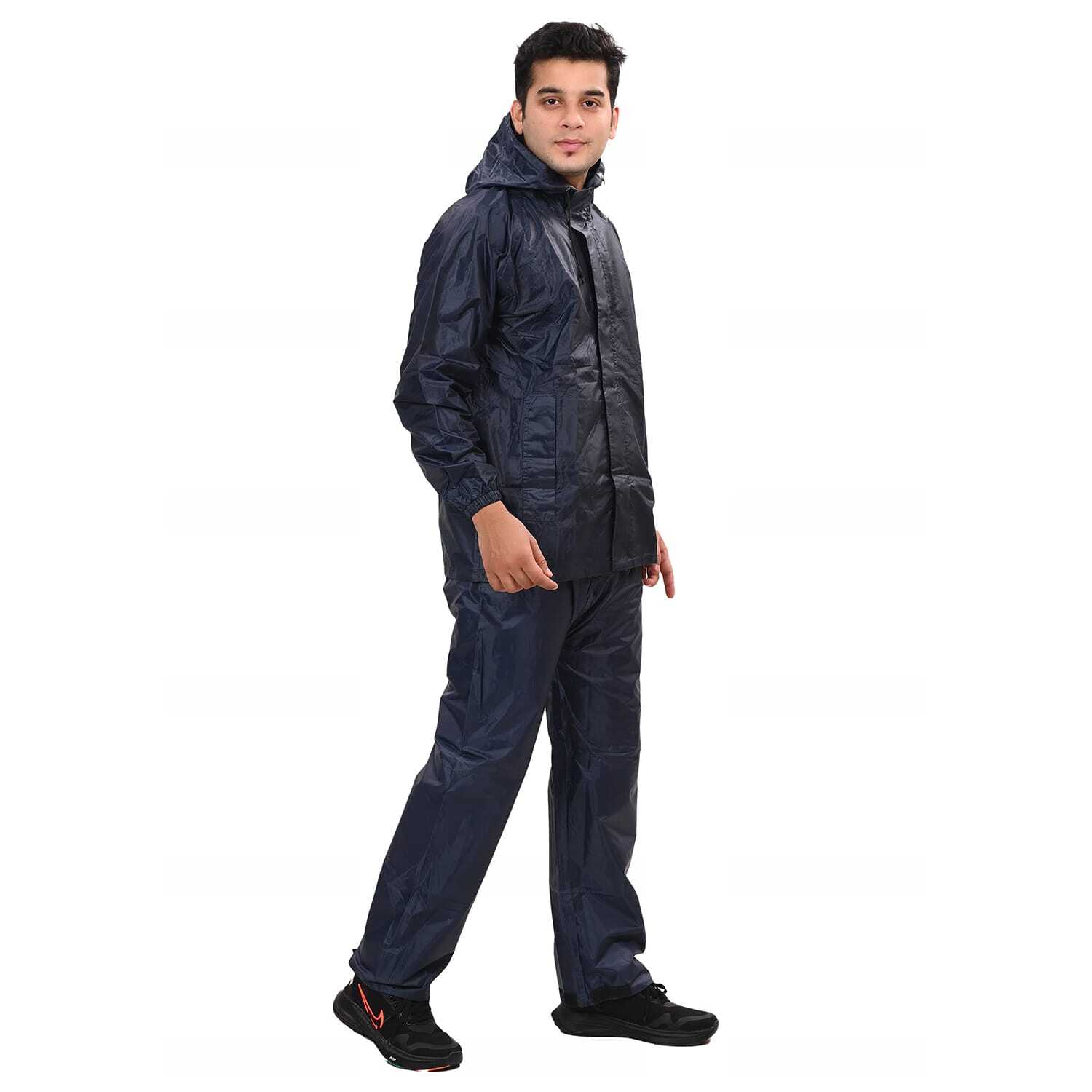 Security Rain Suit - Semi Rubber Material, Sizes L, Xl, Xxl, Colors Blue, Black | Breathable, Comfortable, Customizable, Waterproof, Reflective, Zipper Closure, Attached Hood