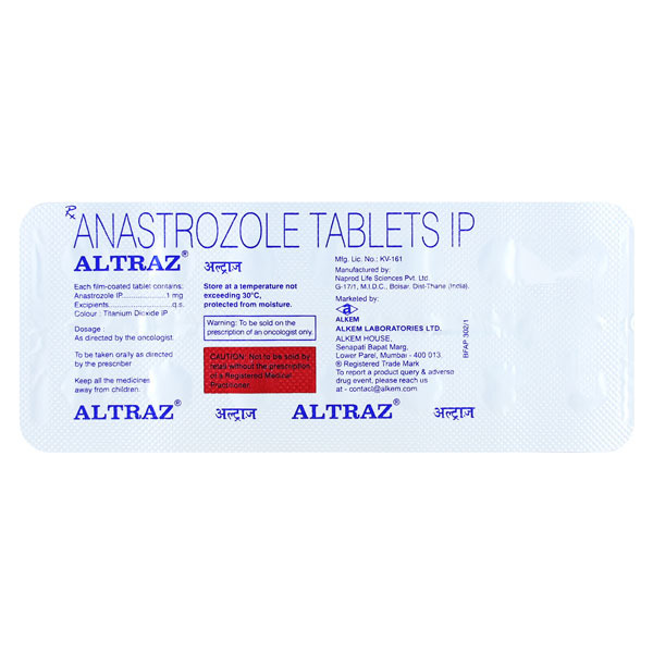 Altraz 1 Mg - Aromatase Inhibitor Tablets | Anti-cancer Treatment For Early Breast Cancer In Postmenopausal Women 1 Strip Easy Swallowing
