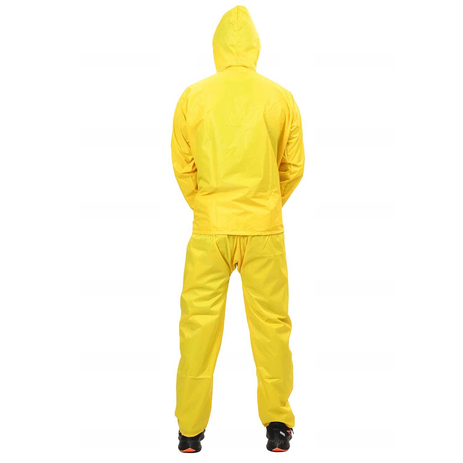 Rays Rain Suit - Semi-nylon, Sizes L-xxl, Colors: Navy Blue, Royal Blue, Black, Yellow, Red, Orange, Brown, Mehroon, Grey, Fluorescent Green | Features: Zipper Closure, Breathable, Lightweight, Waterproof, Comfortable, Customizable With Logo Printing, Attached Hood, 2 Pockets