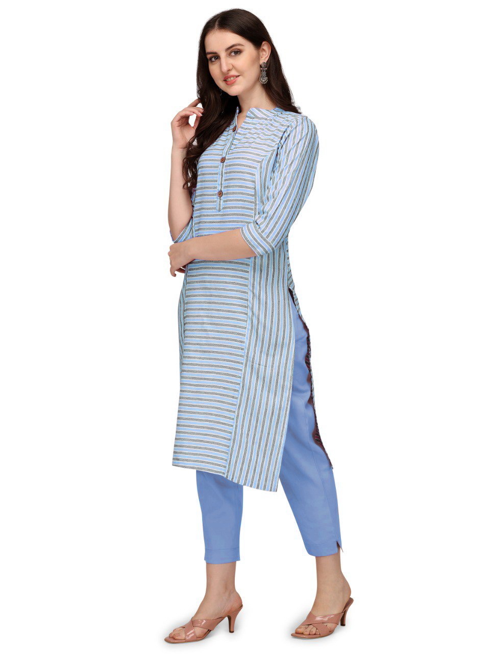 Printed Cotton Kurti - Customized Size, 44-inch Length | Trendy 3-4th Sleeve, Multiple Colors For All Seasons, Perfect For Casual, Daily Wear, Ethnic, Formal, And Party Wear