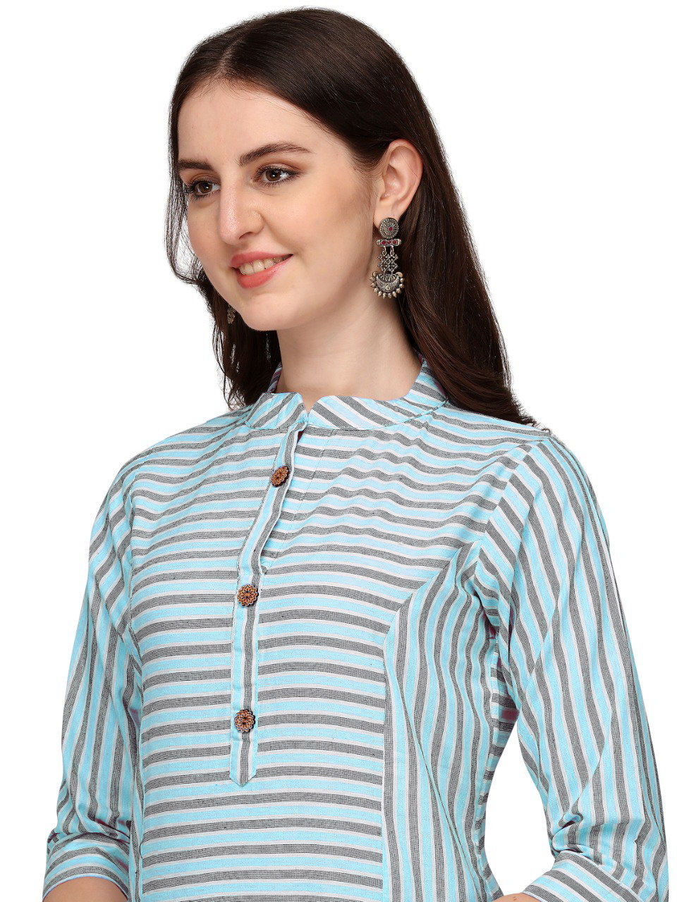 Printed Cotton Kurti - Customized Size, 44-inch Length | Trendy 3-4th Sleeve, Multiple Colors For All Seasons, Perfect For Casual, Daily Wear, Ethnic, Formal, And Party Wear