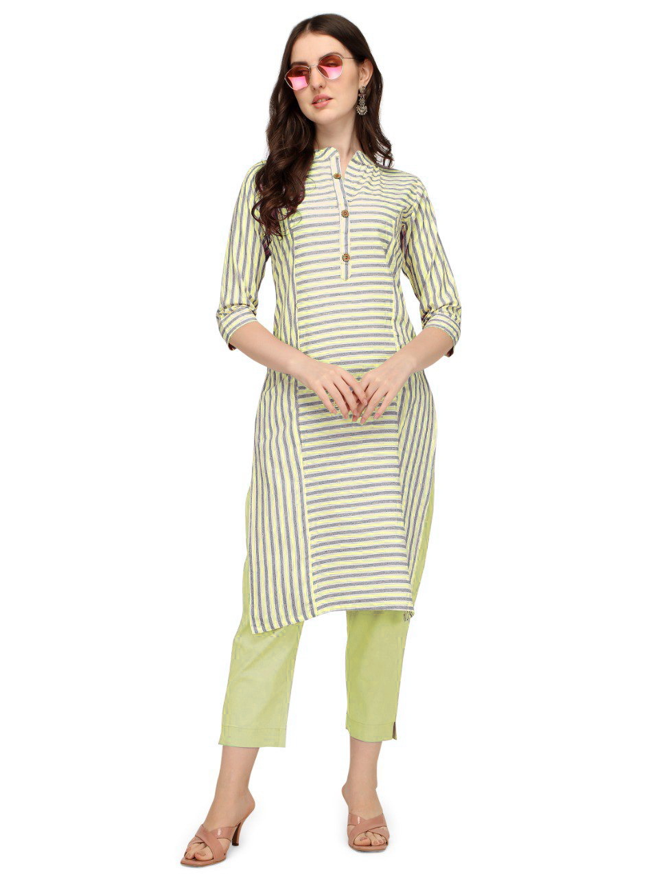 Printed Cotton Kurti - Customized Size, 44-inch Length | Trendy 3-4th Sleeve, Multiple Colors For All Seasons, Perfect For Casual, Daily Wear, Ethnic, Formal, And Party Wear
