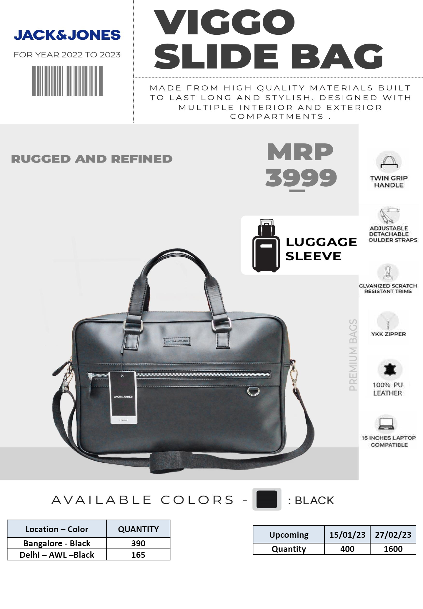 Jack And Jones Viggo Slide Bag - Color: Black