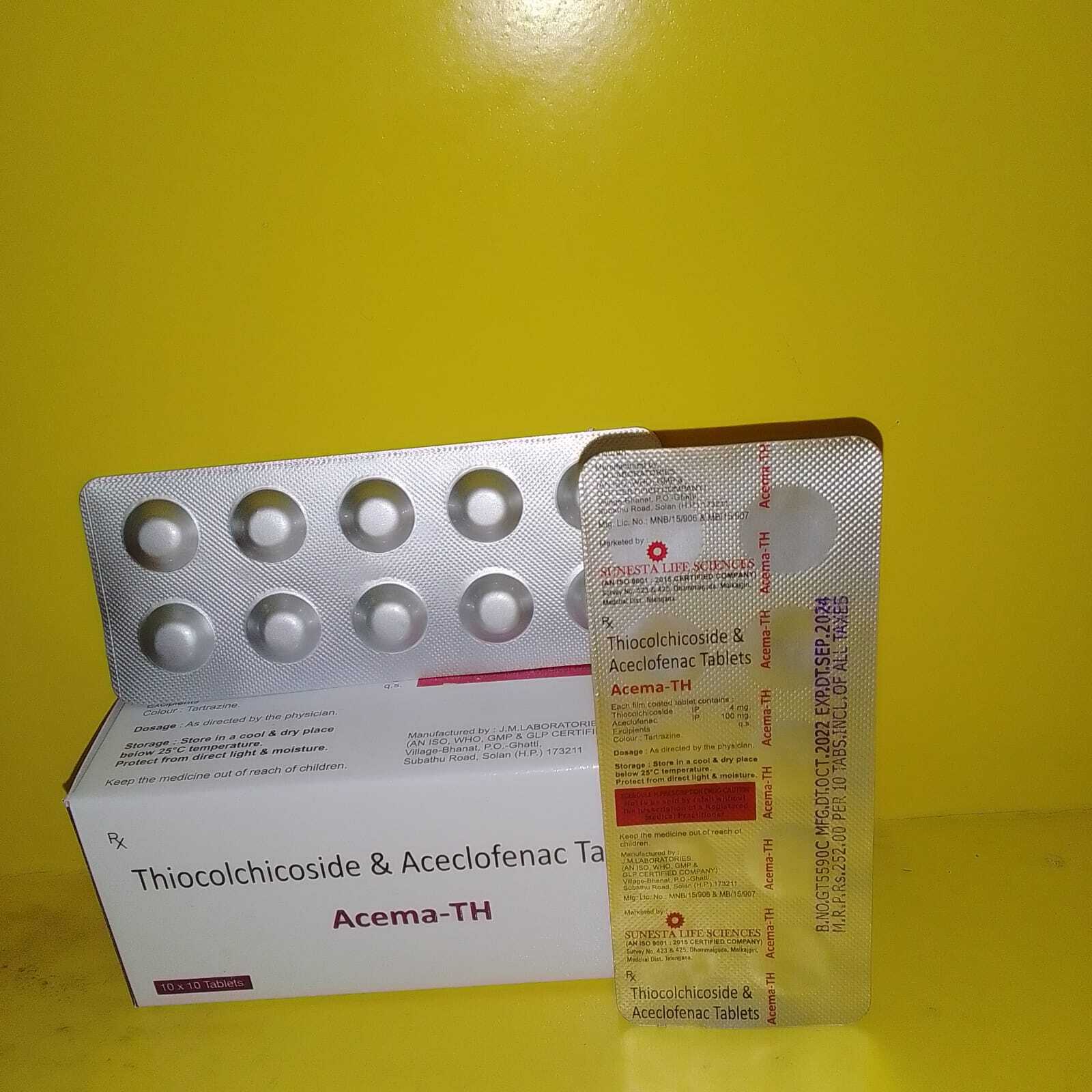 Aceclofenac + Thiocolchicoside Tablets - Pain Relief For Muscle Spasms , Suitable For Adults, Children, And Teens