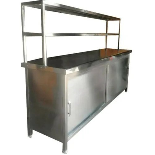 Commercial Food Counter - Metal Iron Construction, Polished Gray Finish, Height 5-6 Feet