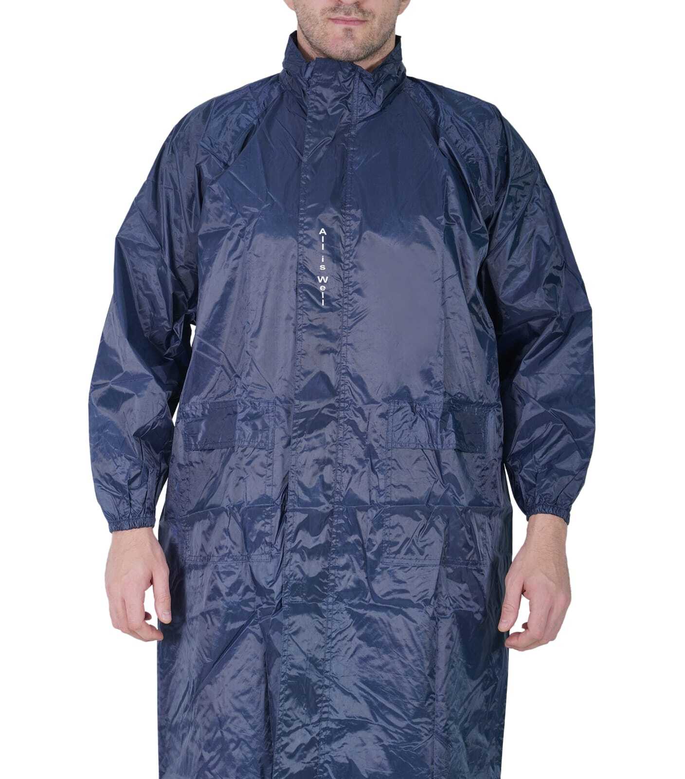 All Is Well - Semi Rubber Material, Sizes L, Xl, Xxl, Color Blue, Black | Comfortable, Water-resistant, Customizable With Logo Printing, Hooded Design