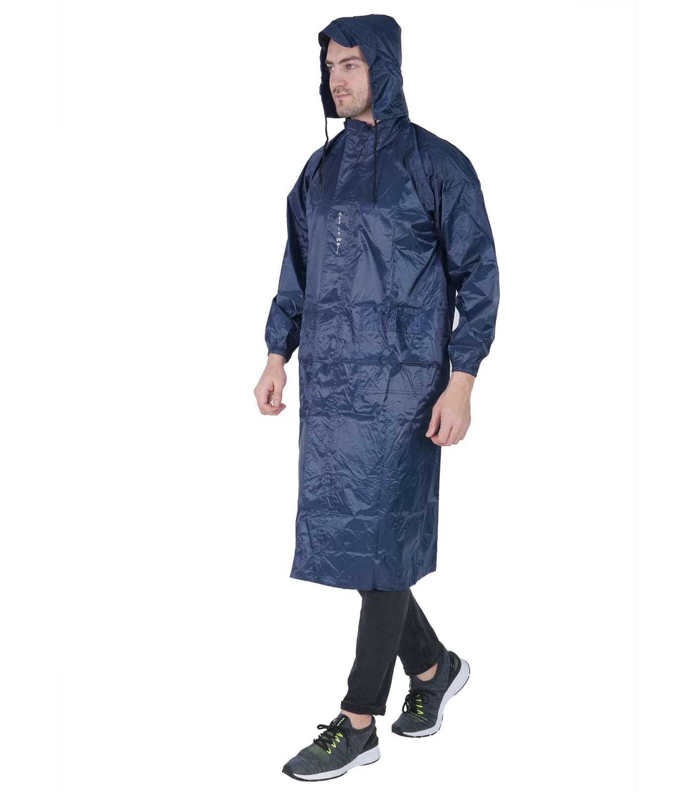 All Is Well - Semi Rubber Material, Sizes L, Xl, Xxl, Color Blue, Black | Comfortable, Water-resistant, Customizable With Logo Printing, Hooded Design