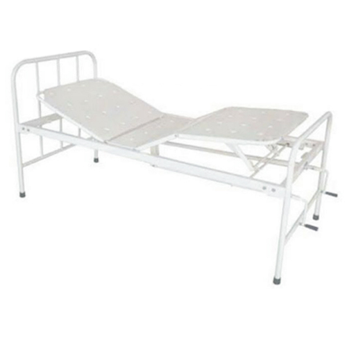 Full Fowler Bed - Epoxy Powder Coated, 1900 x 900 x 600 mm Size, Adjustable Height, Rubber Feet, Telescopic I.V Rod Provision, Perforated Sheet Top