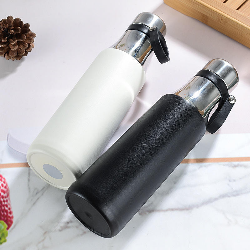 Boutique Flask - Stainless Steel 304, 500ml , Black/white | Copper Insulated Double Walled, Leak Proof Silicone Gasket, Matte Finish