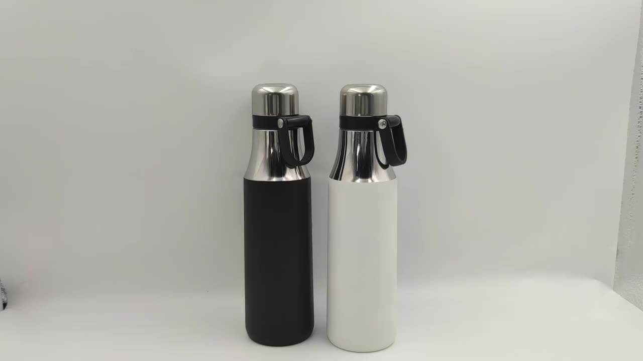 Boutique Flask - Stainless Steel 304, 500ml , Black/white | Copper Insulated Double Walled, Leak Proof Silicone Gasket, Matte Finish