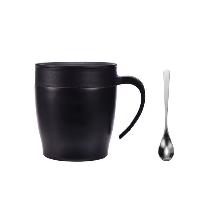 Pepplo Mug - Stainless Steel, 350ml , Black & White | Double Walled Insulated, Ergonomic Design, Sweat Free, Bpa Free Lid With Sliding Hole