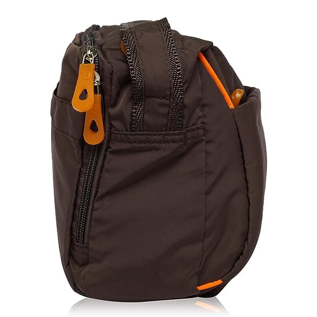 Cross Body Multipurpose Hand Bag - Brown, 23 X 18.5 X 9.5 Cm | Lightweight, Stylish, Sleek Sling Bag With Zipper Top And Versatile Use