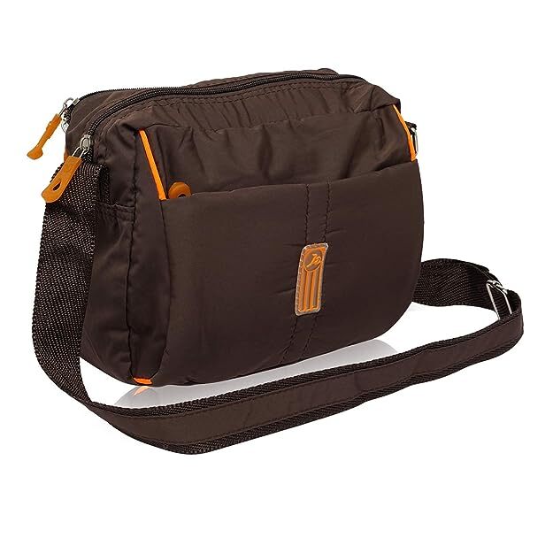 Cross Body Multipurpose Hand Bag - Brown, 23 X 18.5 X 9.5 Cm | Lightweight, Stylish, Sleek Sling Bag With Zipper Top And Versatile Use