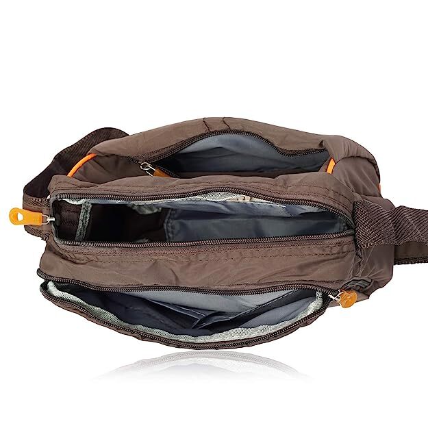 Cross Body Multipurpose Hand Bag - Brown, 23 X 18.5 X 9.5 Cm | Lightweight, Stylish, Sleek Sling Bag With Zipper Top And Versatile Use
