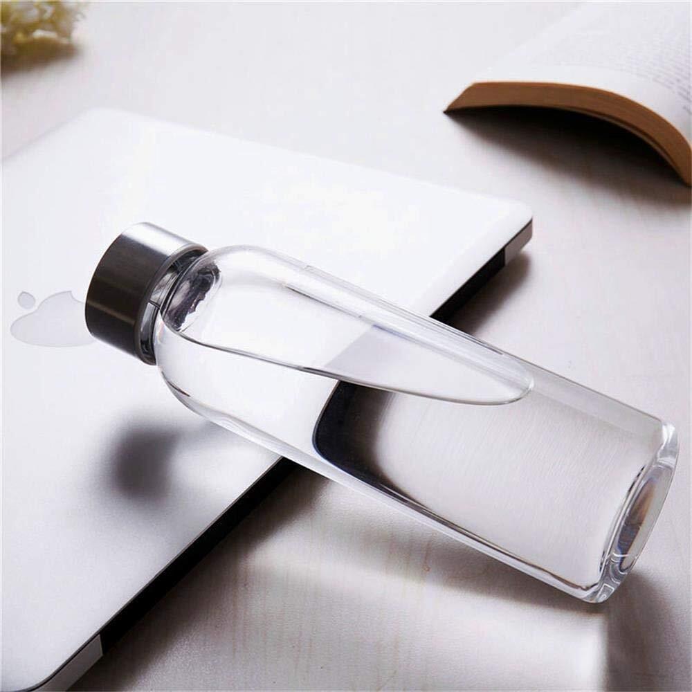 Plainborosilicate Glass Bottle - 600ml, Transparent With Neoprene Sleeve, Toxic Free Borosilicate Glass, Single Walled Insulation, Ultra Clear Design
