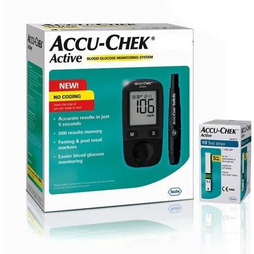ब्लैक Accu-chek एक्टिव ब्लड ग्लूकोज मॉनिटरिंग सिस्टम