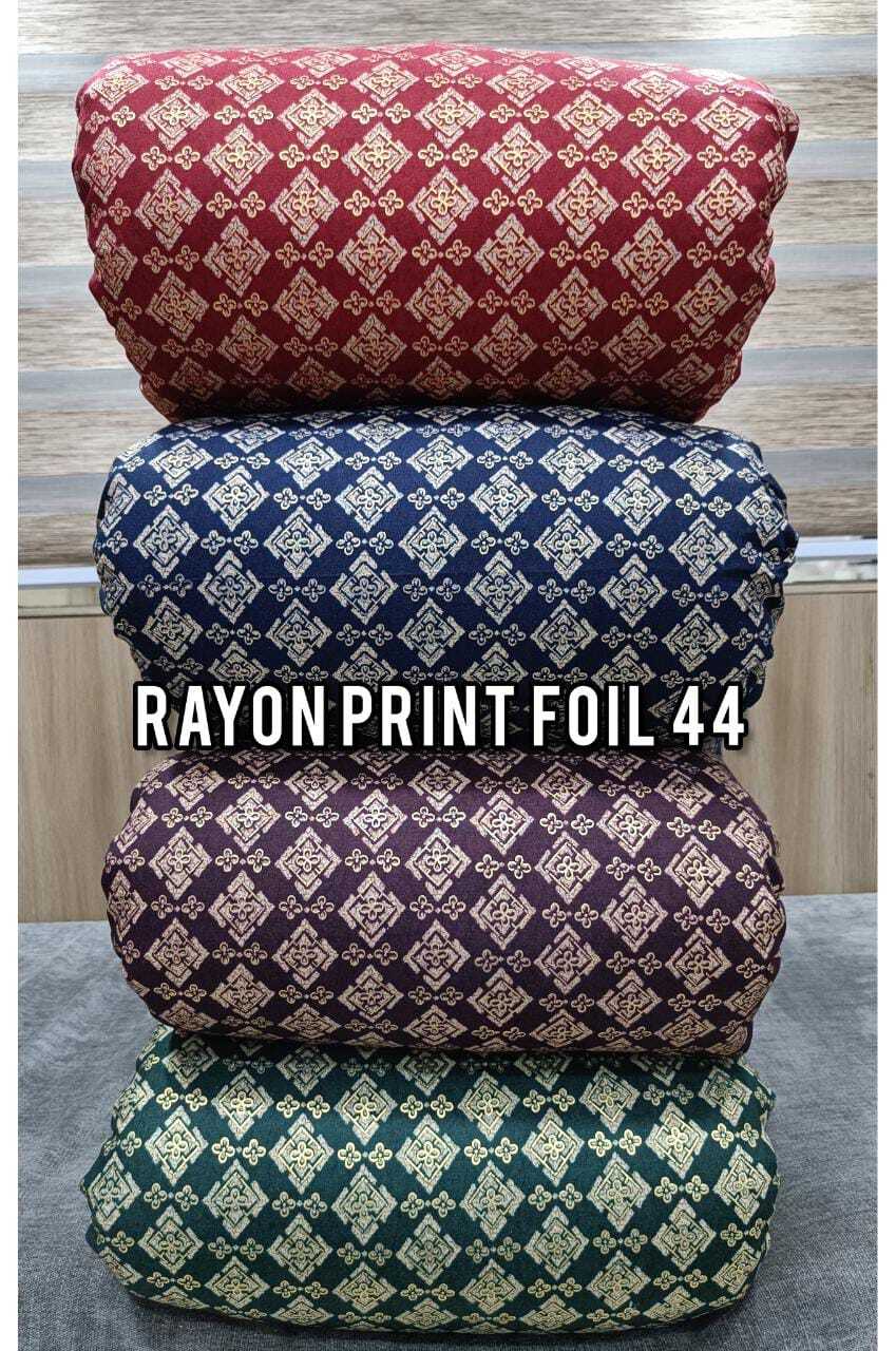 Rayon Fabric - 44 Inches Width, 150 Gsm, Gold Foil Print | Kurti Fabric For Dress Making & Other Apparel, Good Colorfastness, <5% Shrinkage