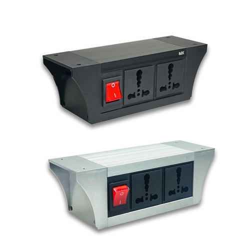 Mx Under Desk Power Console - 6/16 A Uni Socket, 2x Usb 2.4 Amp, Dual Pole Led Indicator Switch, Available In Black And Silver - 95w Usb-c Fast Charging For Laptops, Ideal For Home And Office Use