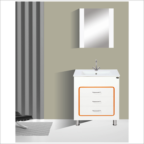Bathroom Decor Vanity - PVC Material, 18x24x26 Inches | Glossy Finish, Sliding Door with Mirror, Alluring Design