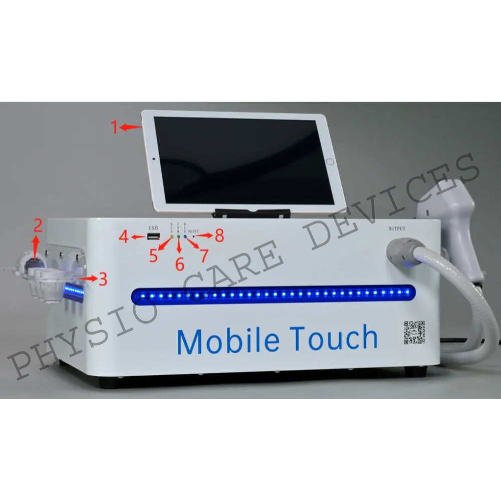 Shockwave Therapy Machine Model Qt02 Mobile Touch With Ed Function - Metal Build, White Color | Durable Design For Enhanced Mobility