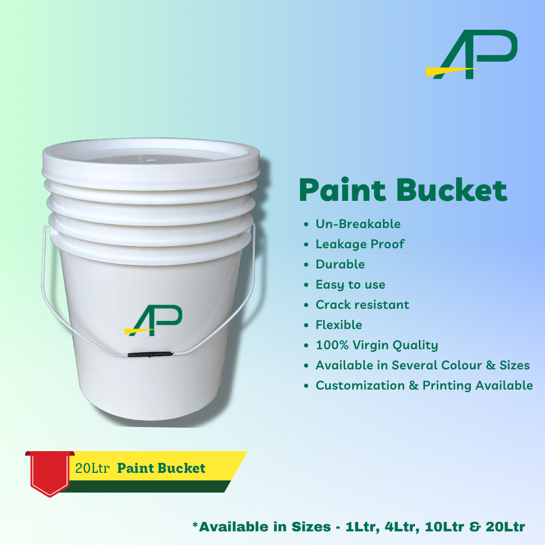 20 Ltr Paint Bucket - Rigid Haldia Cp M312 Virgin Plastic | Durable, Easy To Use, Available In All Colours, Injection Moulded