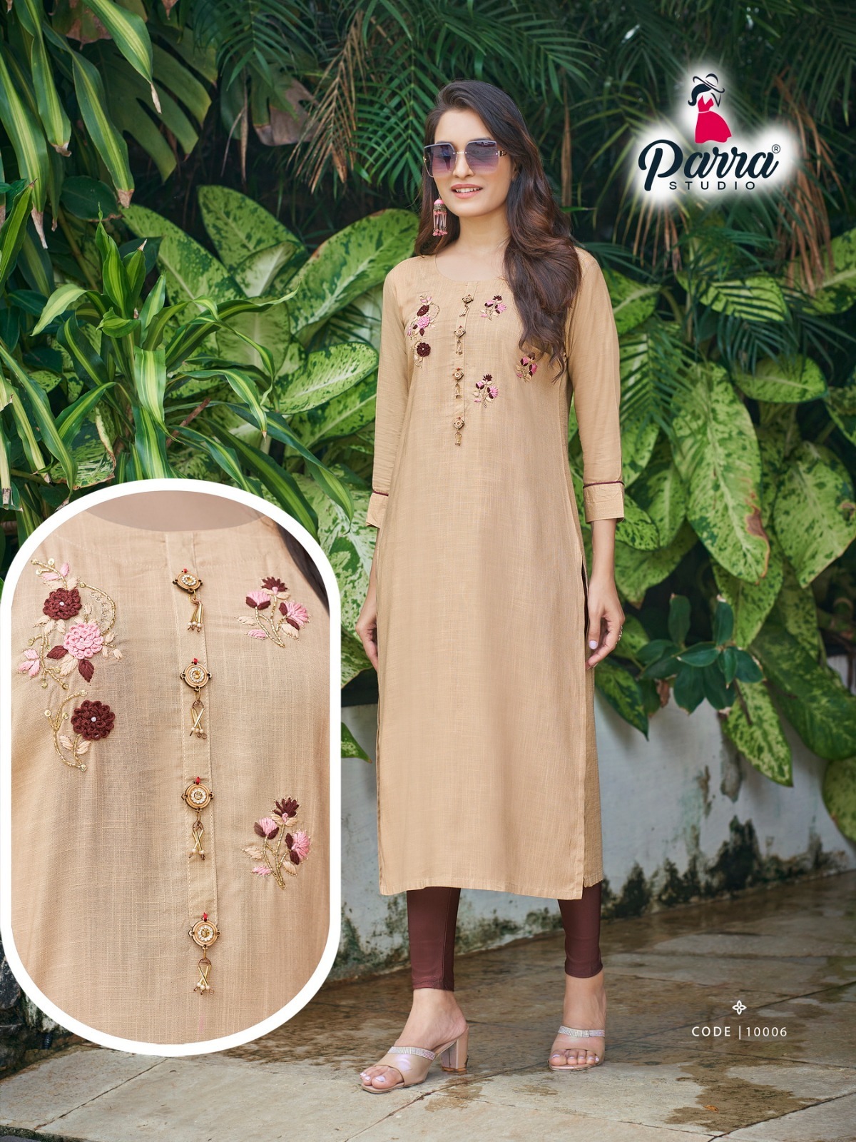 Rayon Kurtis With Khatli Work - Pure Rayon Sulb 14 Kg, Size S (36) To 3xl (46), 3-4th Sleeve, Classic Style | Breathable, Quick Dry, No Fade, Washable
